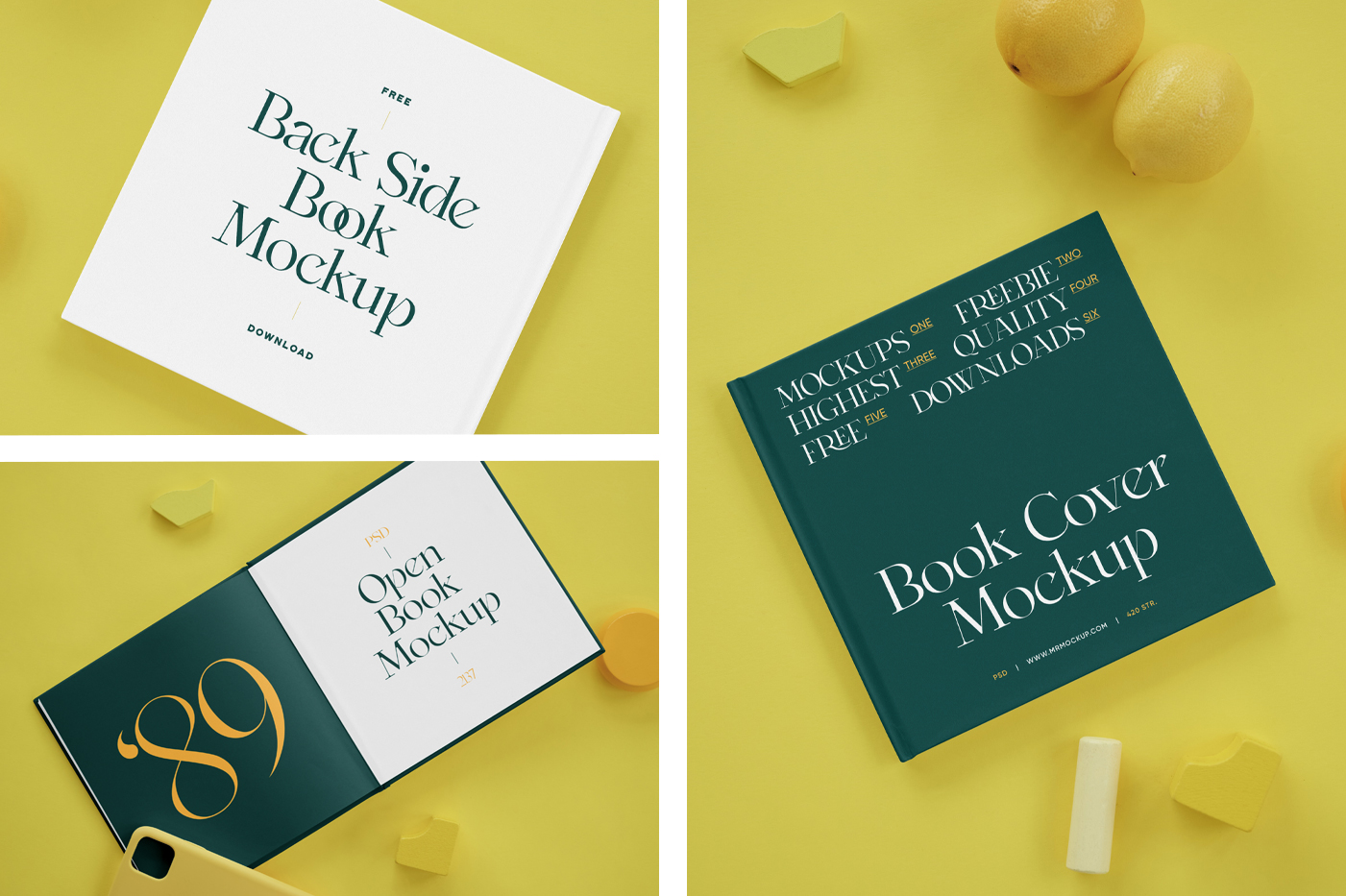 Hard Cover Book on Desk Mockups — Mr.Mockup