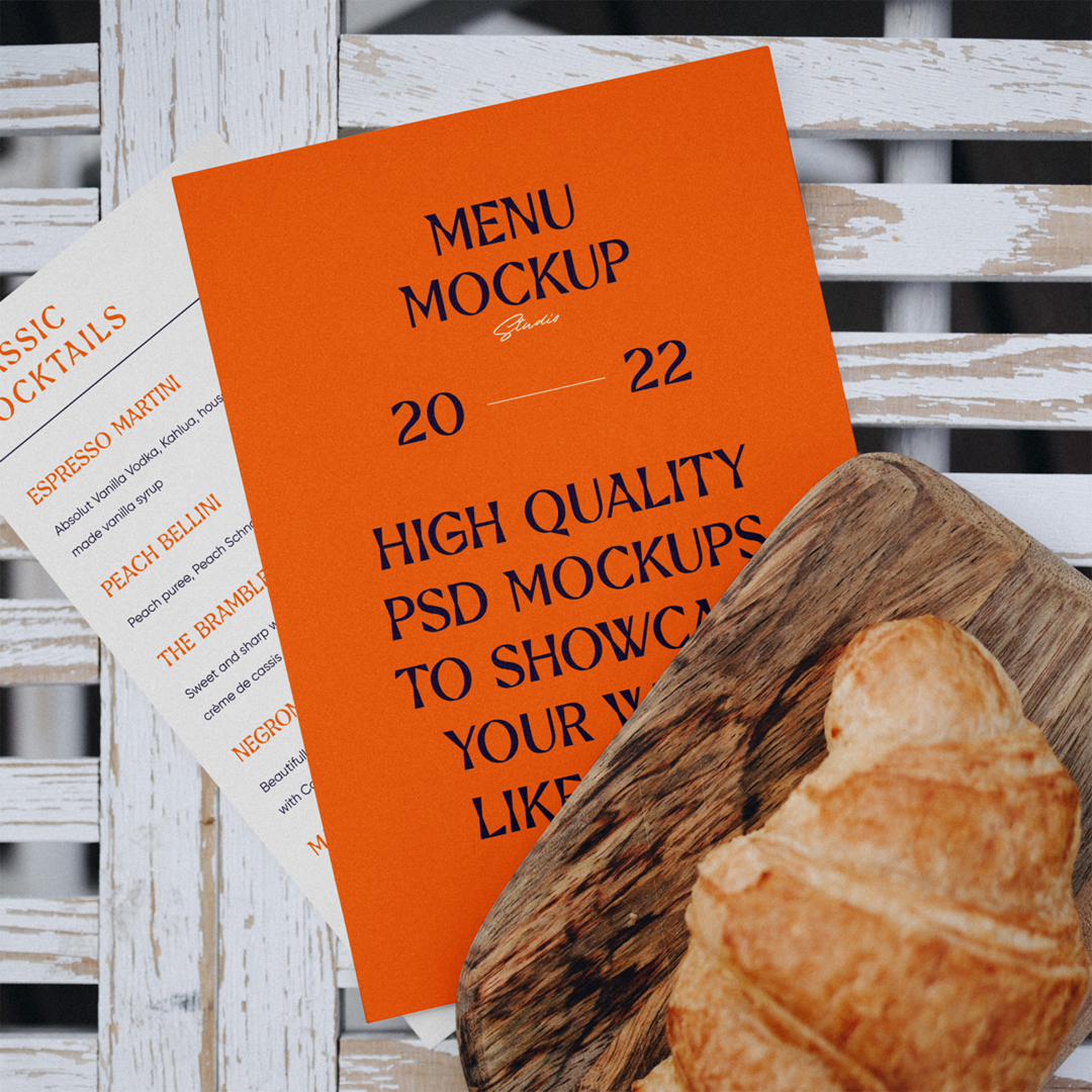 Menu Cards With Croissant Mockup Mr Mockup