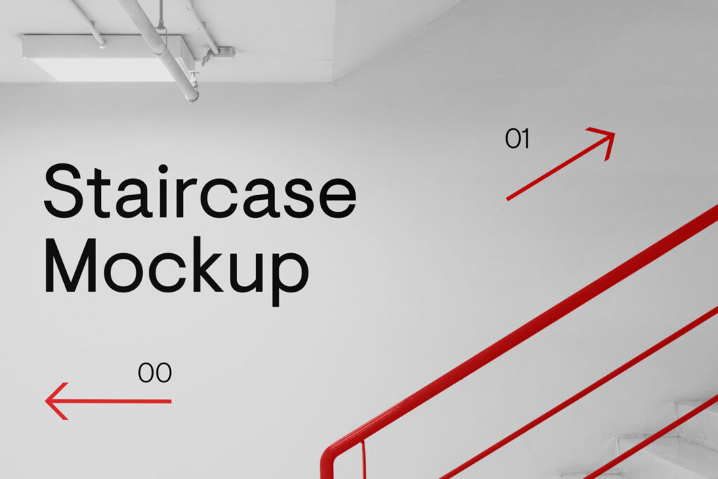 Bright building staircase mockup.