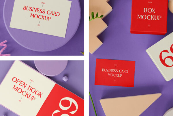 Book & cards with paper decoration figures on the floor.
