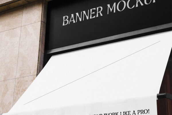 Restaurant banner & sun visor mockup seen from the front.