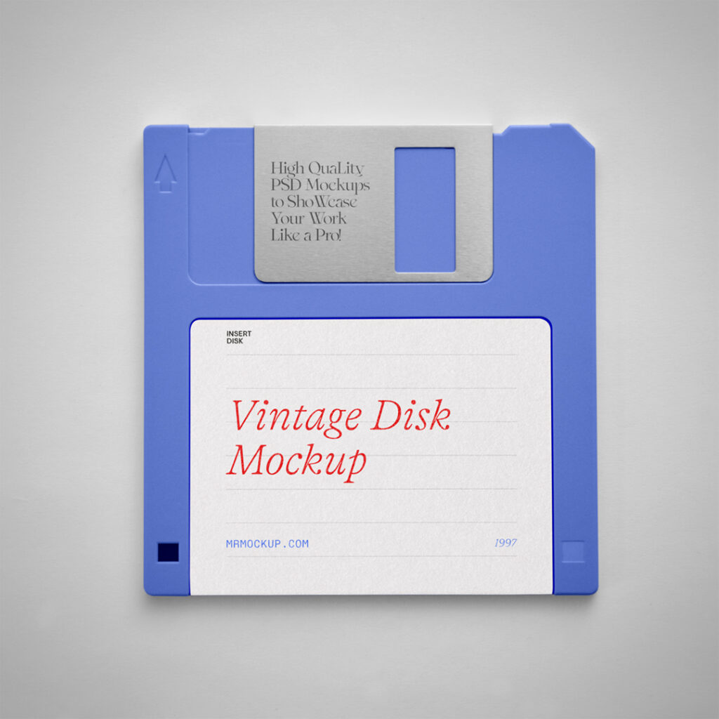 Vintage disk mockup on the bray background.