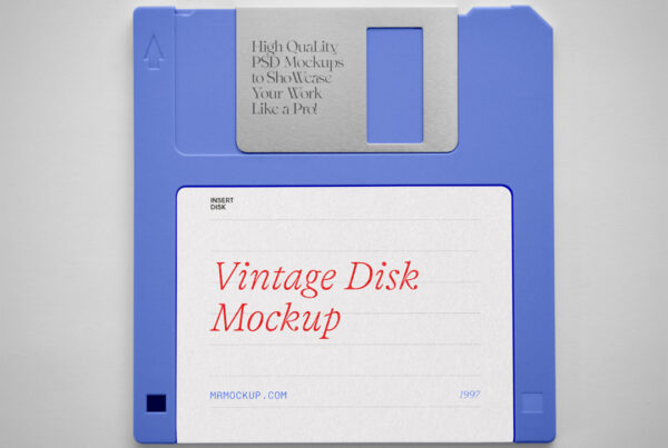 Vintage disk mockup on the bray background.