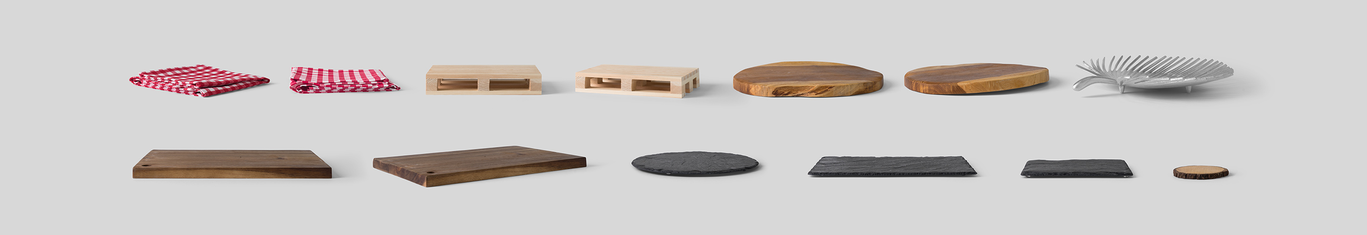 Front view of boards and cloths from Front View Mockups.
