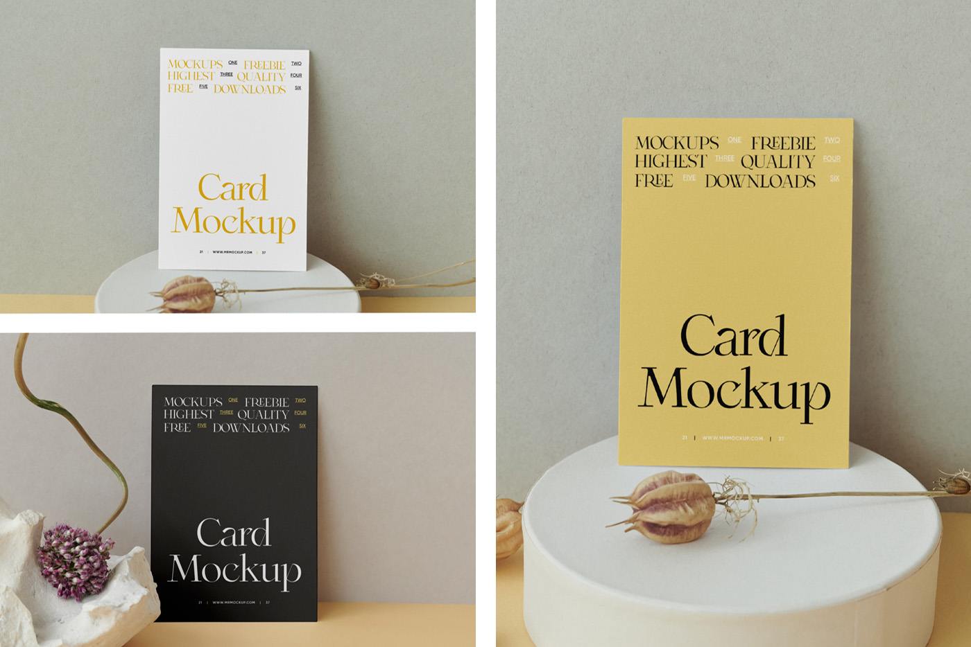 The card's mockup is placed on the desk, seen from the front.