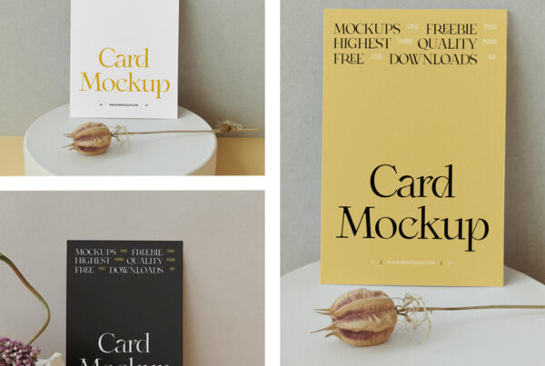 The card's mockup is placed on the desk, seen from the front.