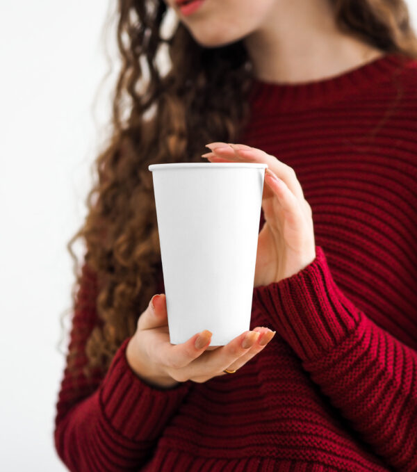 Coffee Cup in Women Hands Mockup — Mr.Mockup