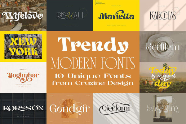 Trendy Modern Fonts Bundle vol.2 Cover