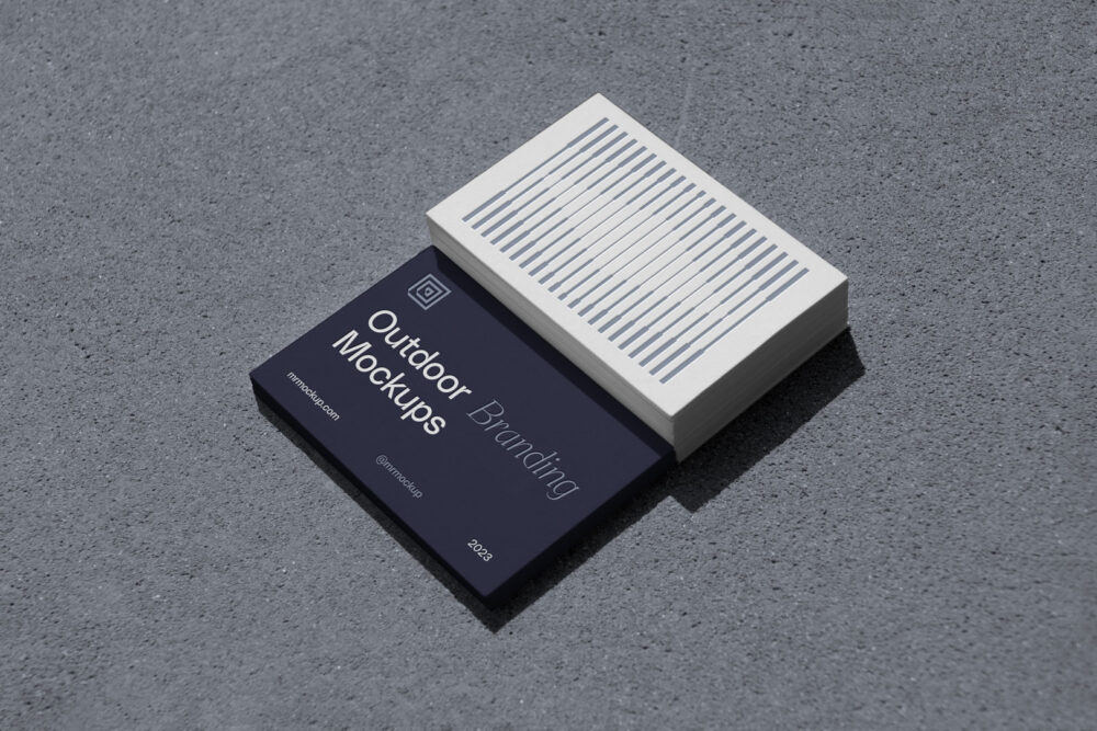 Business cards with op-art project from outdoor branding mockups.