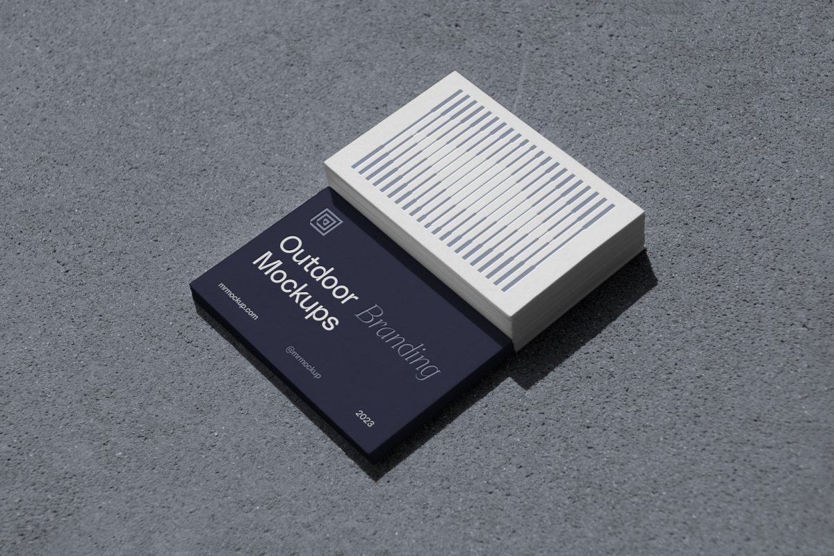 Business cards with op-art project from outdoor branding mockups.