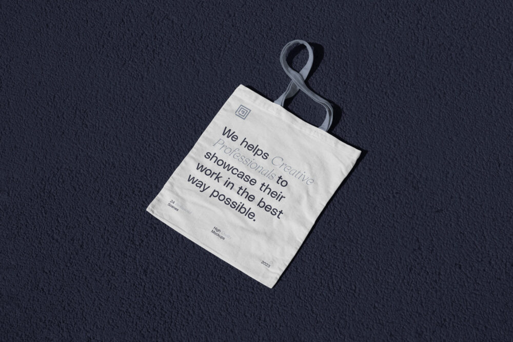 Canvas bag with typography project from outdoor branding mockups.