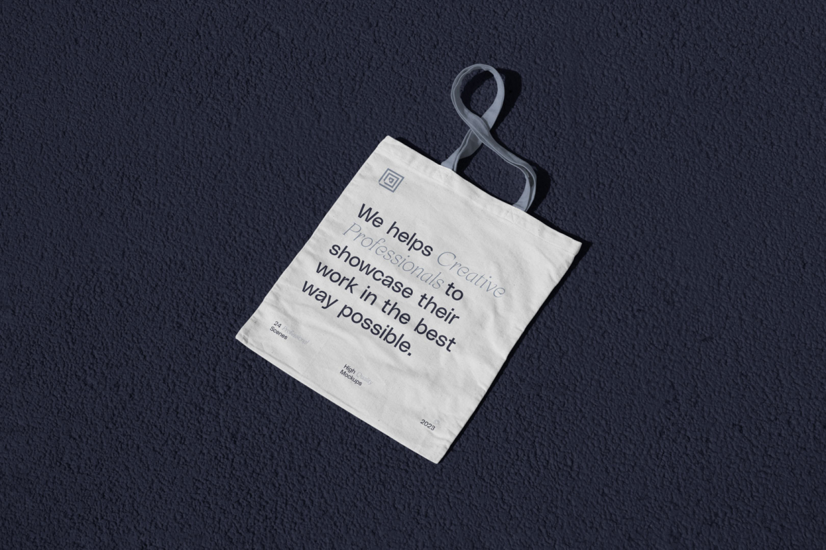 Canvas bag with typography project from outdoor branding mockups.