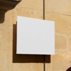 White board on the old building from outdoor branding mockups.