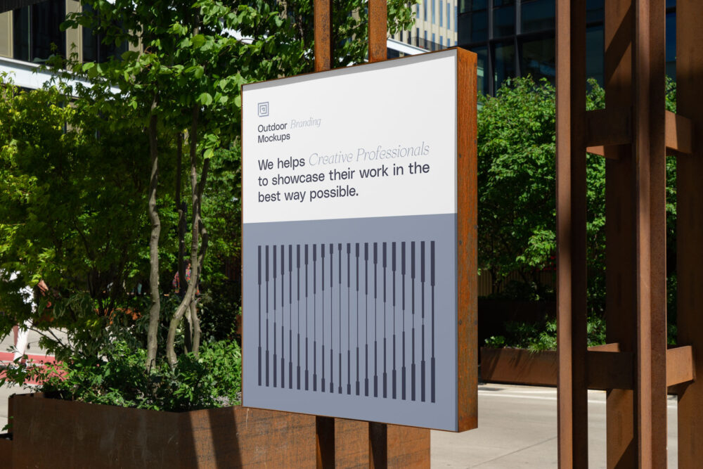 Metal sign project from outdoor branding mockups.