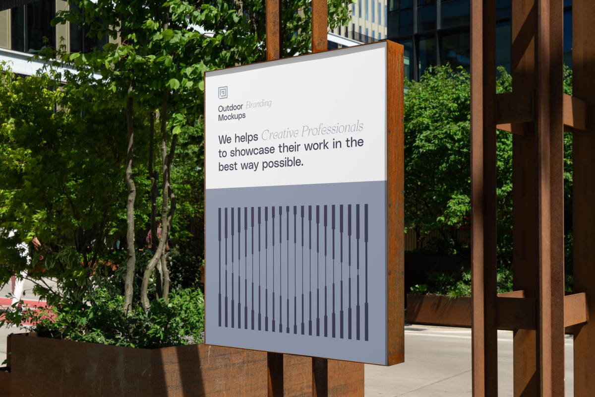 Metal sign project from outdoor branding mockups.
