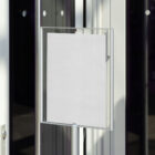 Plastic stand with white card from outdoor branding mockups.