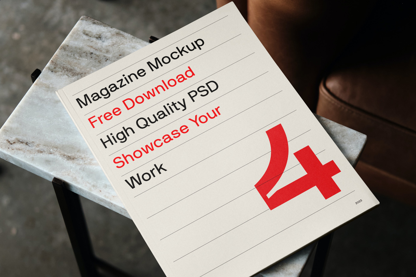 Free Magazine on Marble Table Mockup — Mr.Mockup