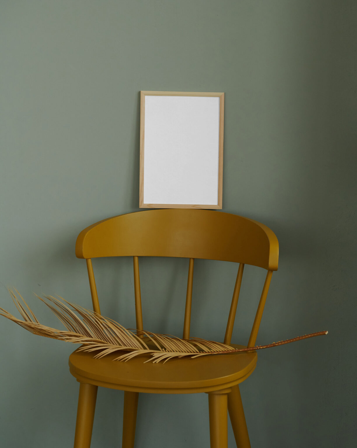 Wood Frame on Chair Mockups — Mr.Mockup