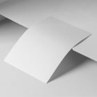 Blank Company Paper Branding Mockup laying on the white box and dangles above a white background.