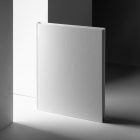 Seen from the front, Blank Hardcover Book Branding Mockup standing on a white floor between white walls in the shadows.