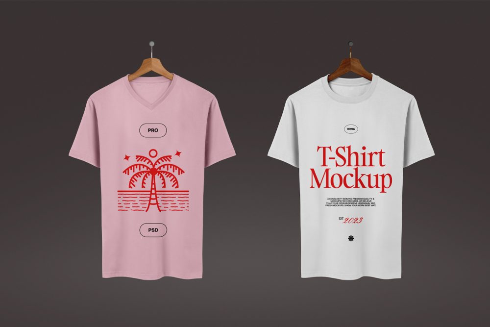 Free Double T-Shirt's Mockup — Mr.Mockup