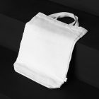 Blank Canvas Bag Branding Mockups Kit seen from above and located on the black wooden stairs.