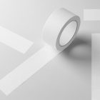 White Unrolled adhesive Tape Branding Mockup scene unfolded on the floor, seen from above.