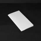 The White Leaflet Branding Mockups Kit seen from above is located on the black wooden stairs.