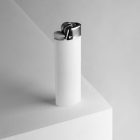 Blank Lighter Branding Mockup standing on the corner of the white cubic against a white background.