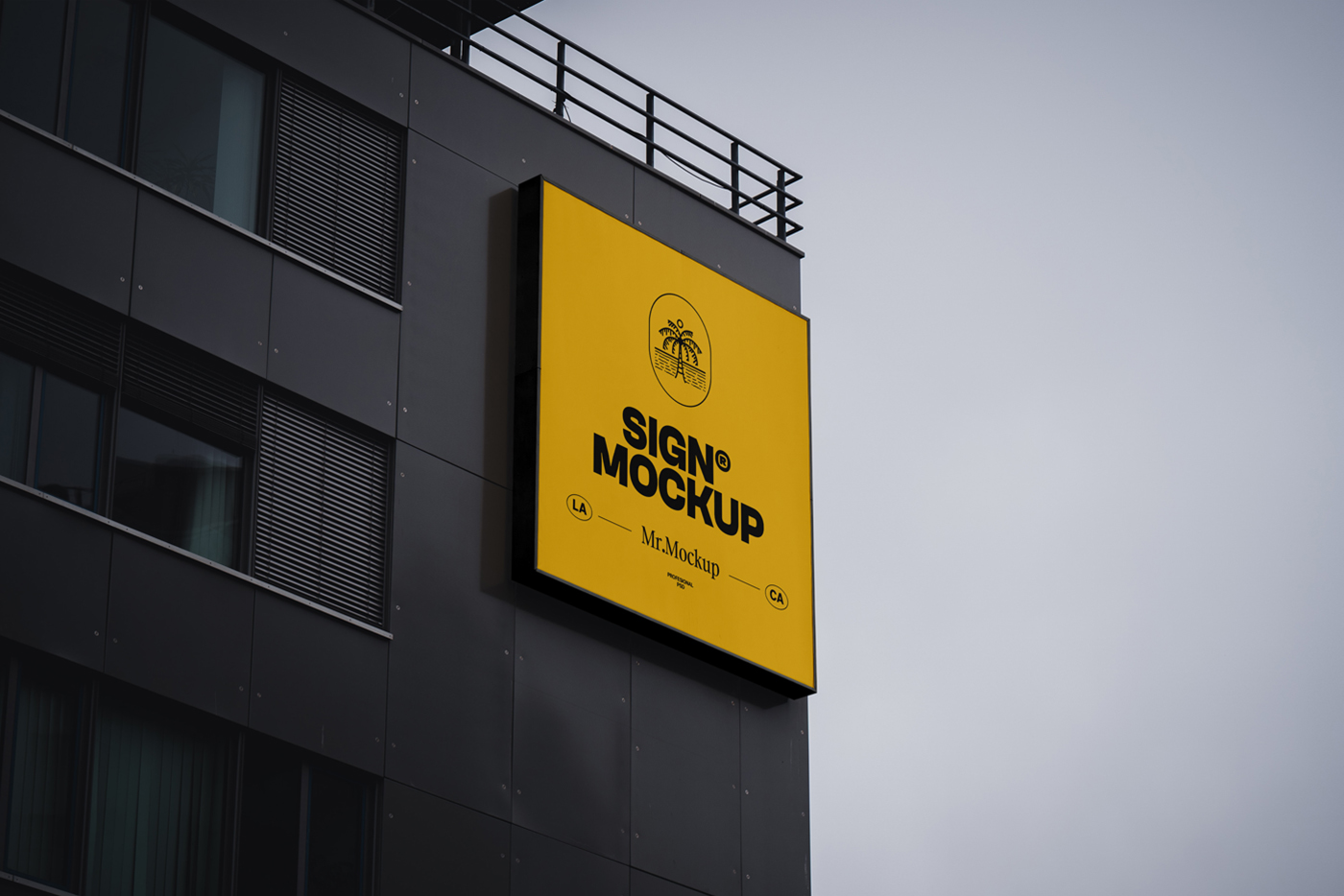 Free Sign On Building Mockup — MrMockup