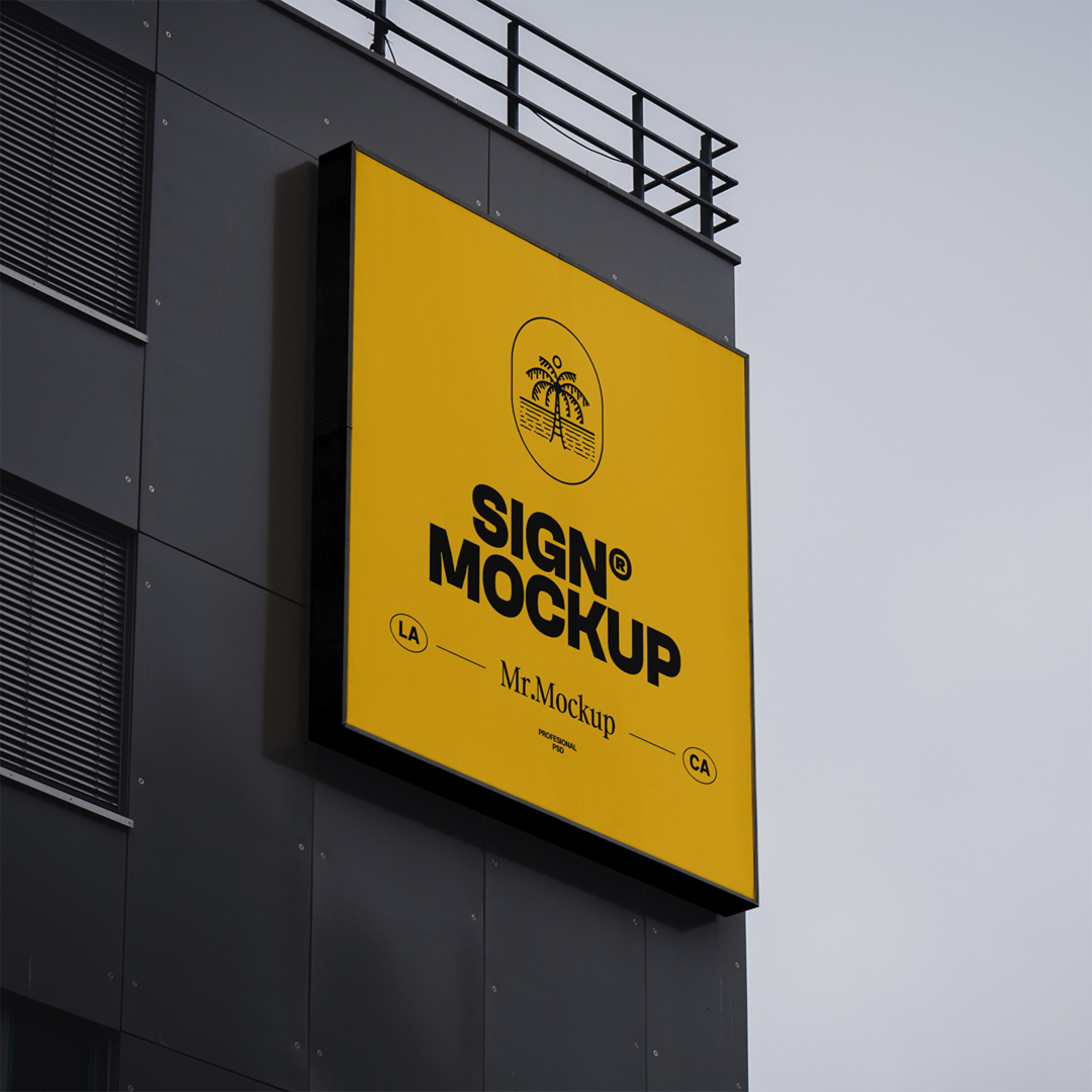 Free Sign on Building Mockup — Mr.Mockup