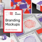 Studio Branding Mockups Thumbnail composition with different scenes presenting new product.