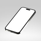 Front view, levitating blank iPhone 14 Pro Mockup against a white background.