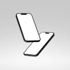 Front view, two levitating blank iPhone 14 Pro Mockups against white background.