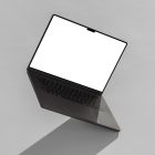 Front view, space gray blank MacBook Pro Mockup standing on the white background.