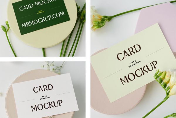 Front view, three Card Mockups Set.