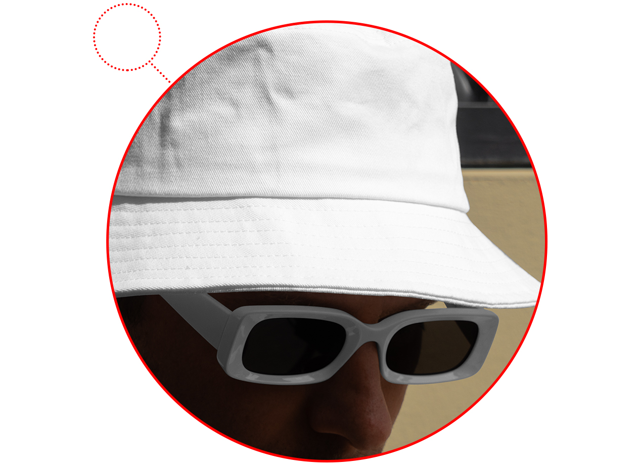 Feature from Outdoor Apparel Mockups showing close-up to show the high quality of the PSD files in the product.