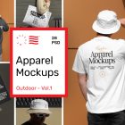 Product cover image from outdoor apparel mockups showing five scenes from the product.