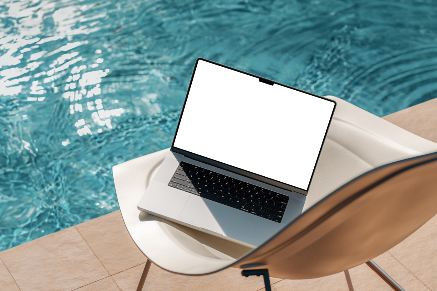 Free MacBook Pro at the Pool Mockup — Mr.Mockup