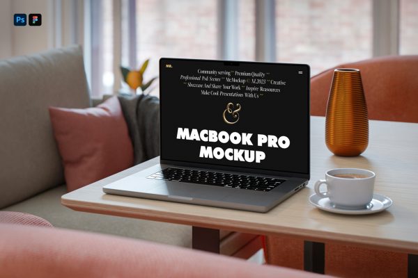 Free MacBook Pro on Table Mockup — Mr.Mockup