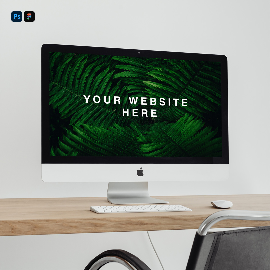 Free iMac Pro on Desk Mockup — Mr.Mockup