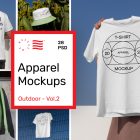 Product cover image from outdoor apparel mockups vol.2 showing five scenes from the product.