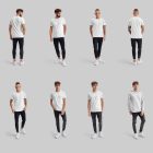 Sixteen men wearing white t-shirts and hoodies from Studio T-Shirt Mockups.