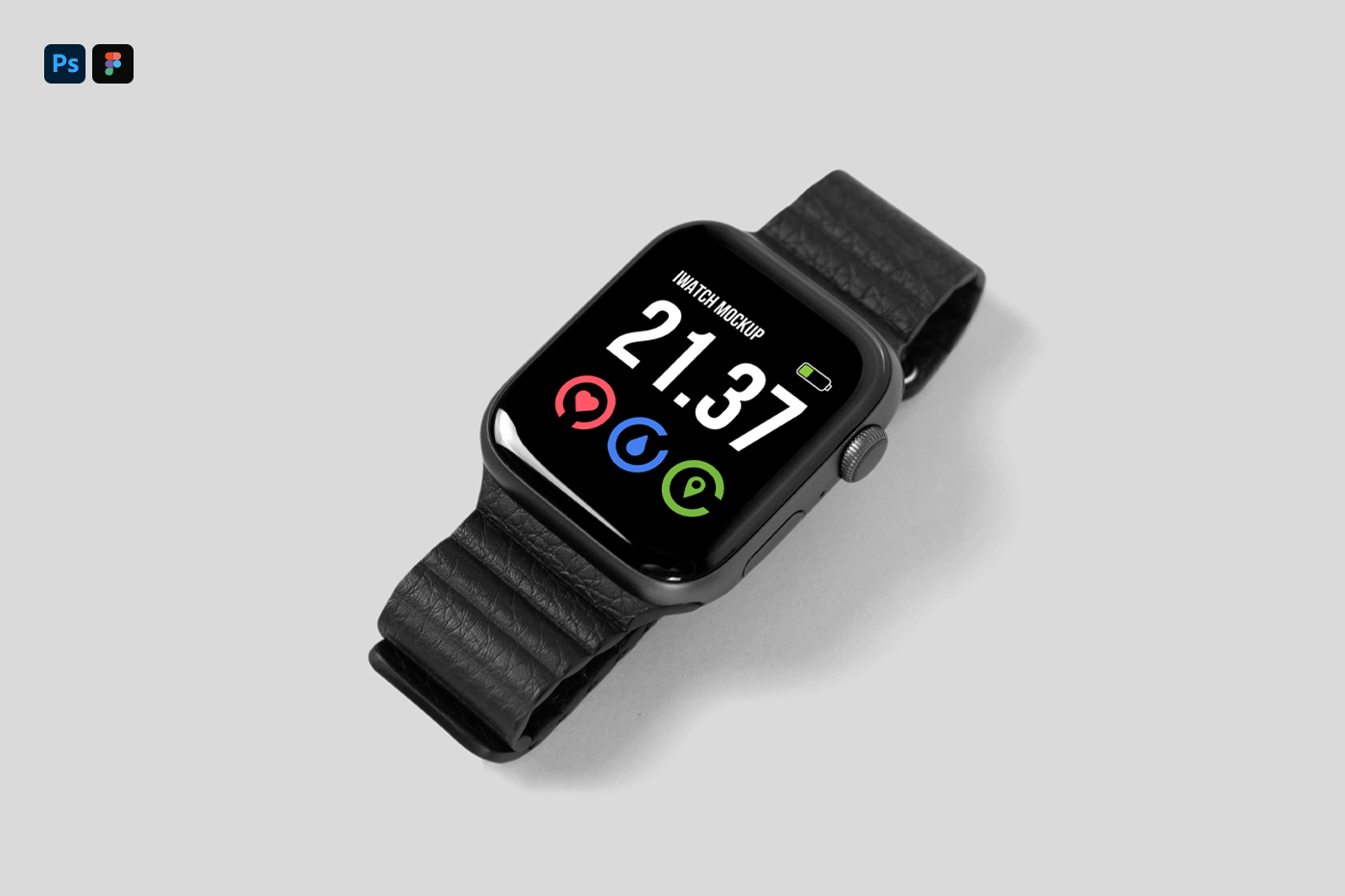 Apple Watch Mockup laying on the gray floor.