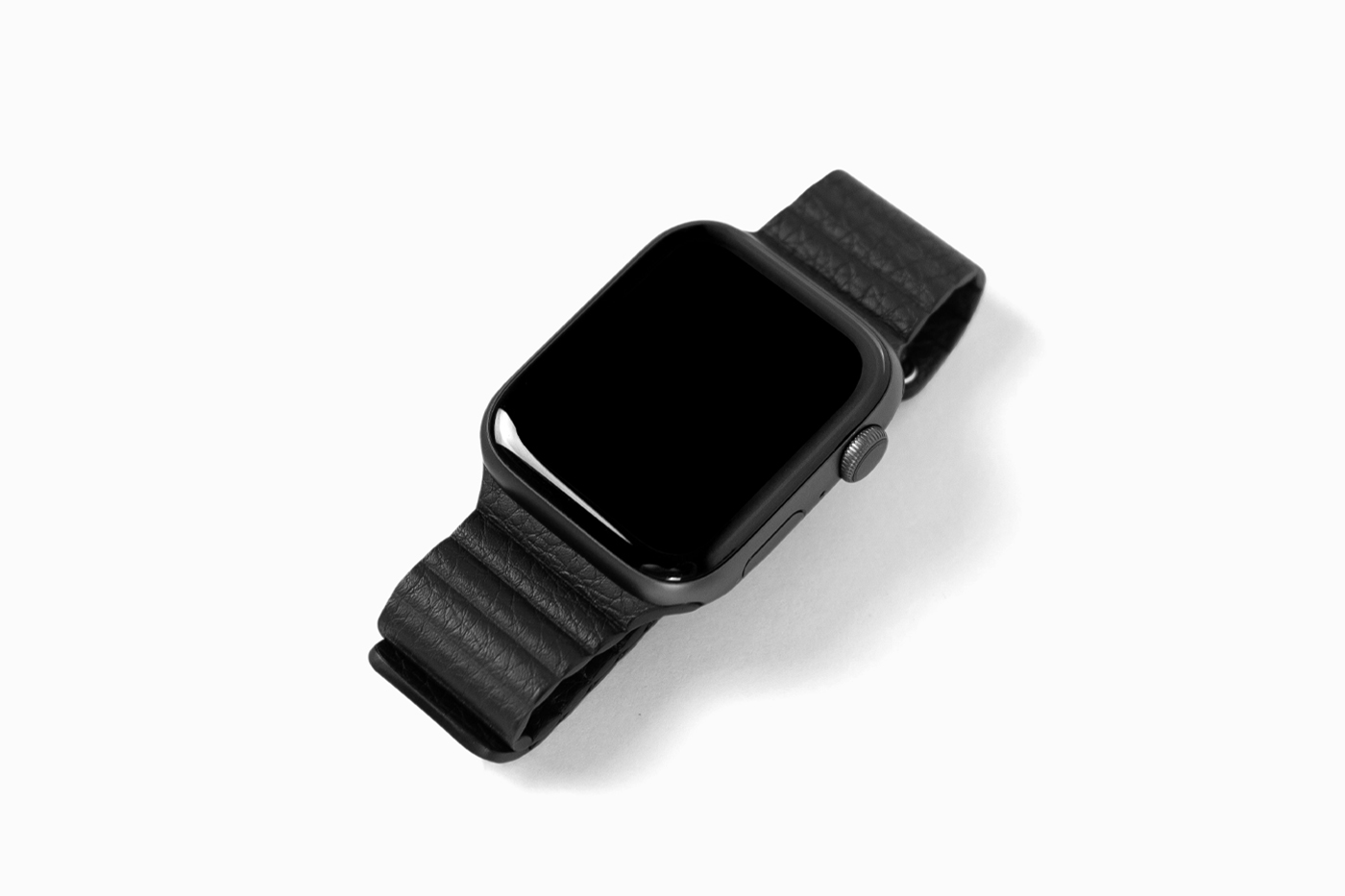 Apple Watch Mockup laying on the gray floor.