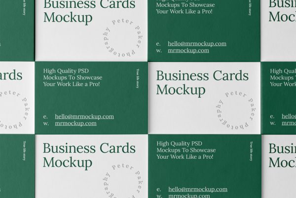 Laying business card scene mockup.