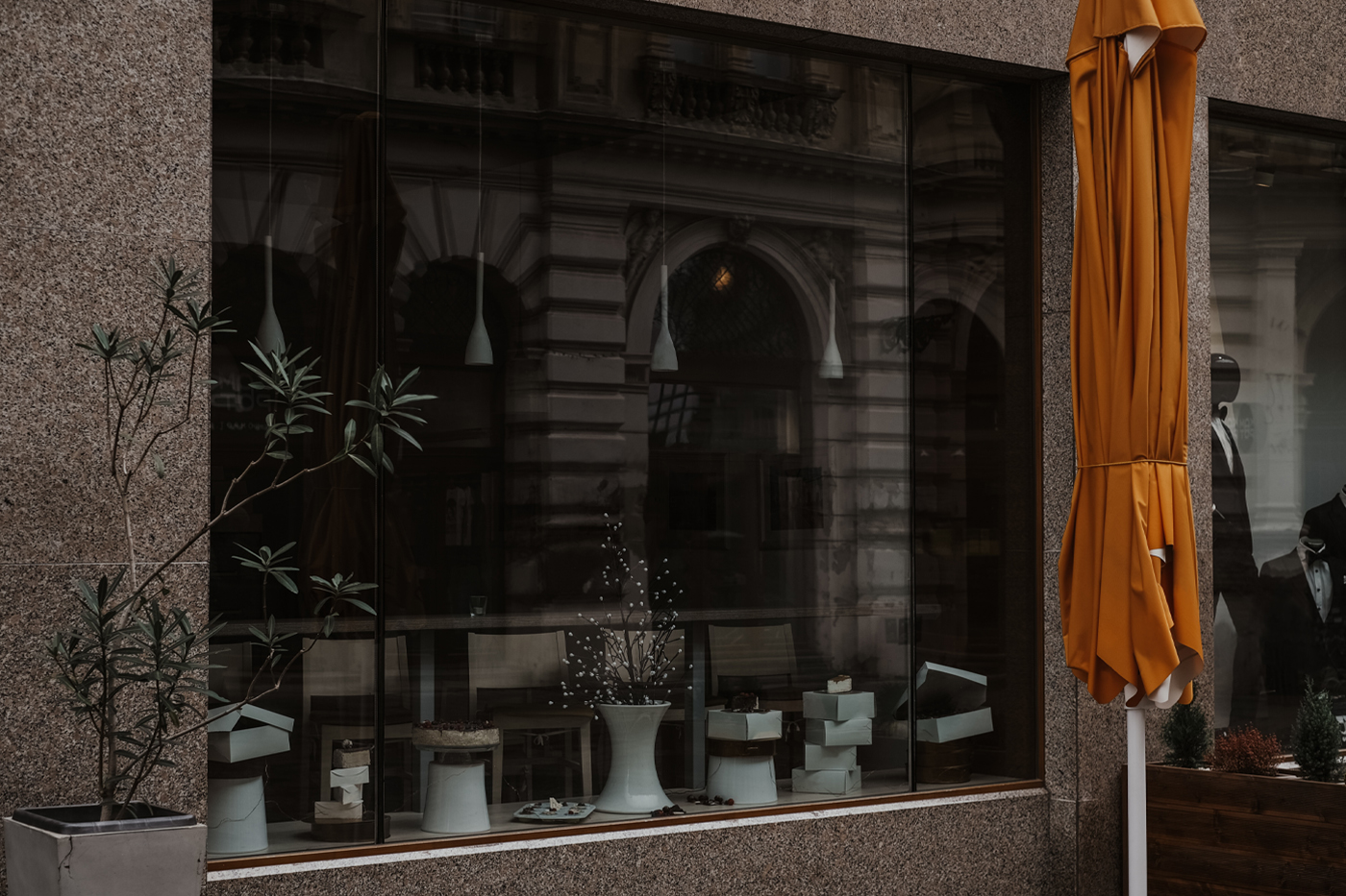 Front view, blank window sticker mockup.