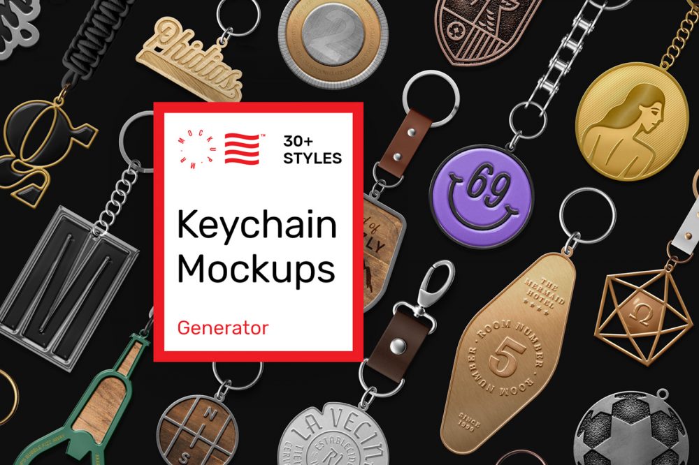 Keychain Mockups Thumbnail composition with different keychains