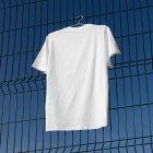 White t-shirt hanging on the fence from outdoor apparel mockups vol.2.