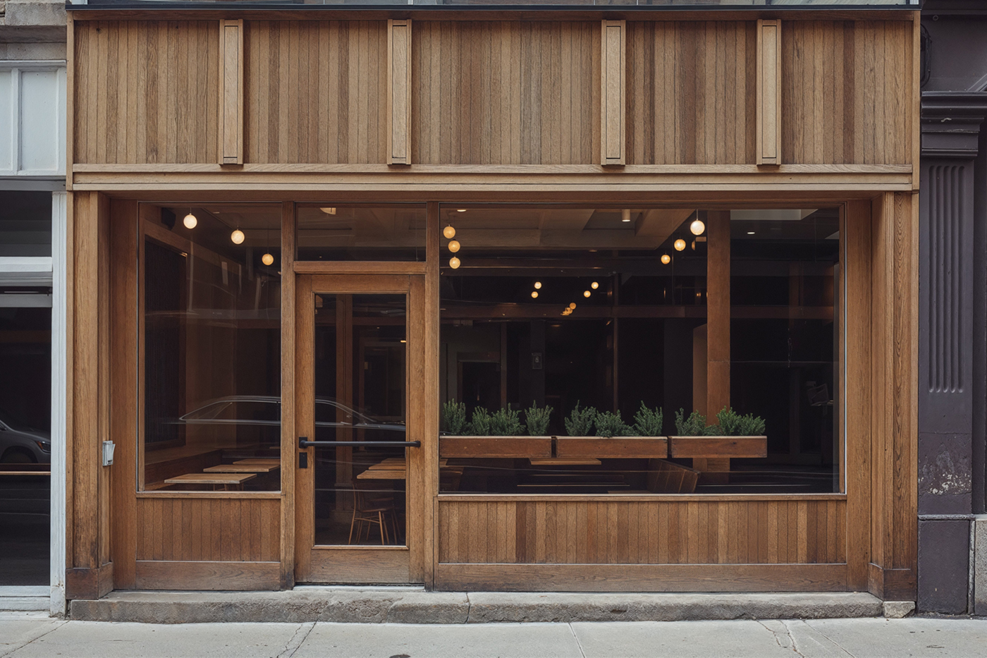 Free Light Wood Storefront Mockup — Mr.Mockup